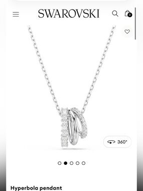 Swarovski Silver Interlocking Crystal Ring Necklace BRAND NEW IN BOX